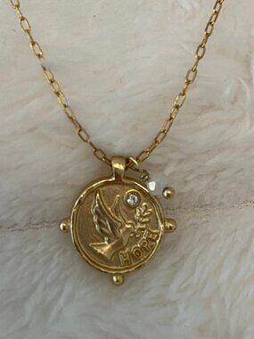 Spartina 449  Crystal & 14k Gold-Plated 'Hope' Dove Pendant Necklace 18"